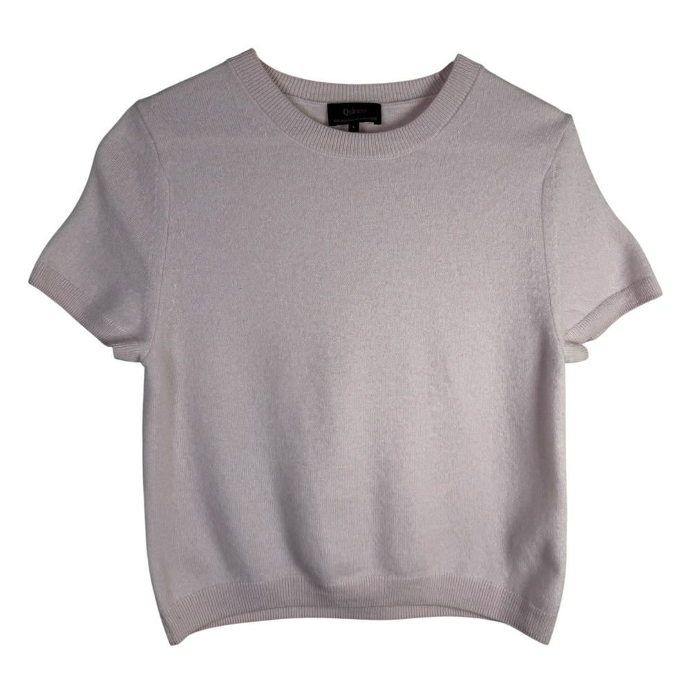 Quince Pink 100% Mongolian Cashmere Short Sleeve Tee Sweater Fits Size Medium